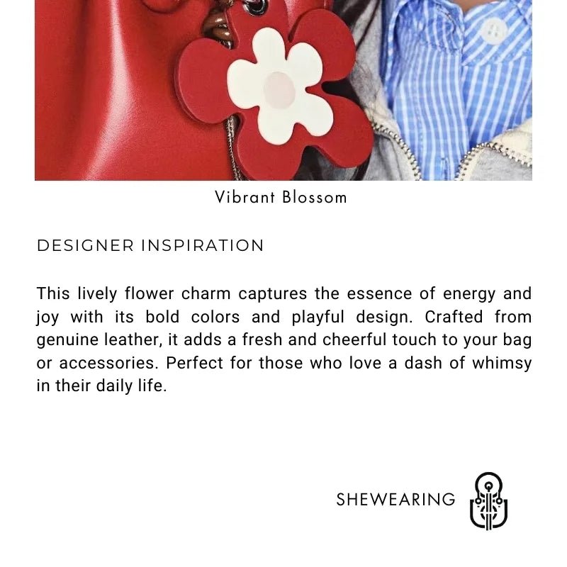 Vibrant Blossom Bag Charm – Handcrafted Leather Floral Accessory, 8cm Large Flower Pendant, Vegetable - Tanned Cowhide with Adjustable Strap, Cheerful Gift for Her - Tomlynam