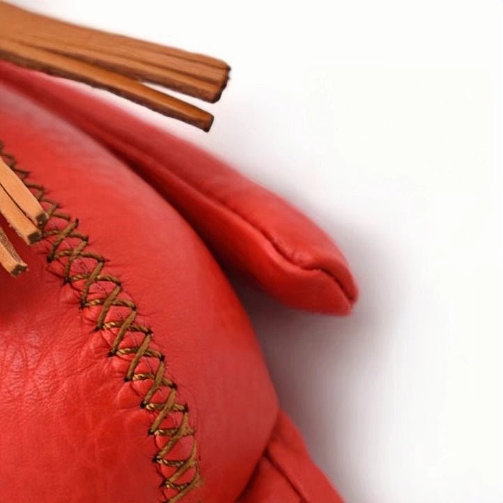 Nordic Red Rabbit Bag Charm – Handcrafted Full - Grain Leather Keychain, Playful Bunny Doll Accessory, Creative Scandinavian Design, Premium Cowhide Gift - Tomlynam