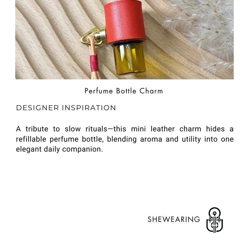 Minimalist Refillable Perfume Bottle Charm – Handcrafted Leather Aroma Pendant | Essential Oil Roller Keychain | Mosquito Repellent Bag Accessory - Tomlynam