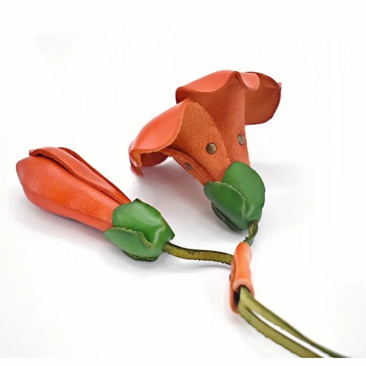 Blooming Leather Flower Bag Charm – Nordic Style Handmade Full - Grain Leather Floral Pendant | 3D Flower Keychain | Handcrafted Luxury Car & Bag Accessory - Tomlynam