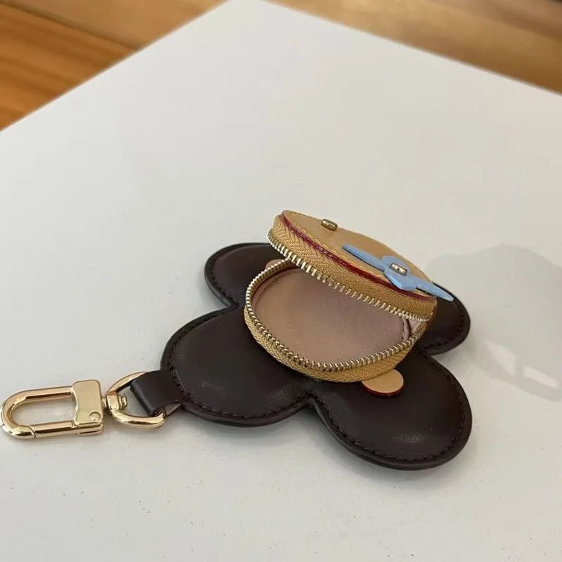 Sunflower Leather Coin & Earbud Case Charm – Designer Mini Flower Bag Pendant | Handmade Genuine Leather Keychain | Versatile Purse Accessory in Multiple Colors - Tomlynam