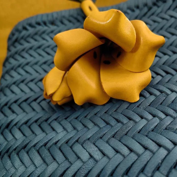 Blooming Leather Flower Bag Charm – Nordic Style Handmade Full - Grain Leather Floral Pendant | 3D Flower Keychain | Handcrafted Luxury Car & Bag Accessory - Tomlynam