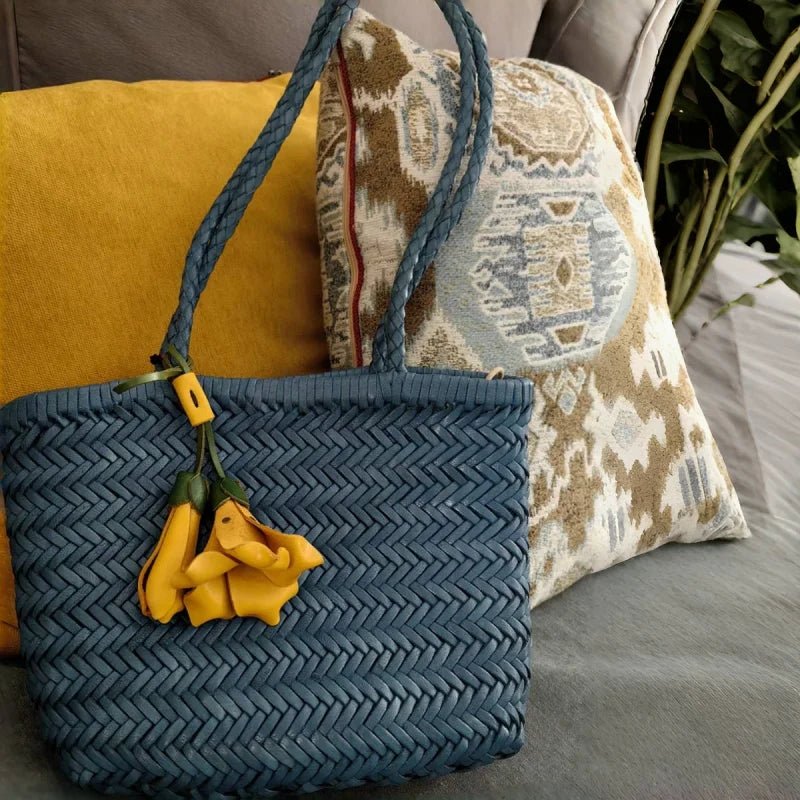 Blooming Leather Flower Bag Charm – Nordic Style Handmade Full - Grain Leather Floral Pendant | 3D Flower Keychain | Handcrafted Luxury Car & Bag Accessory - Tomlynam