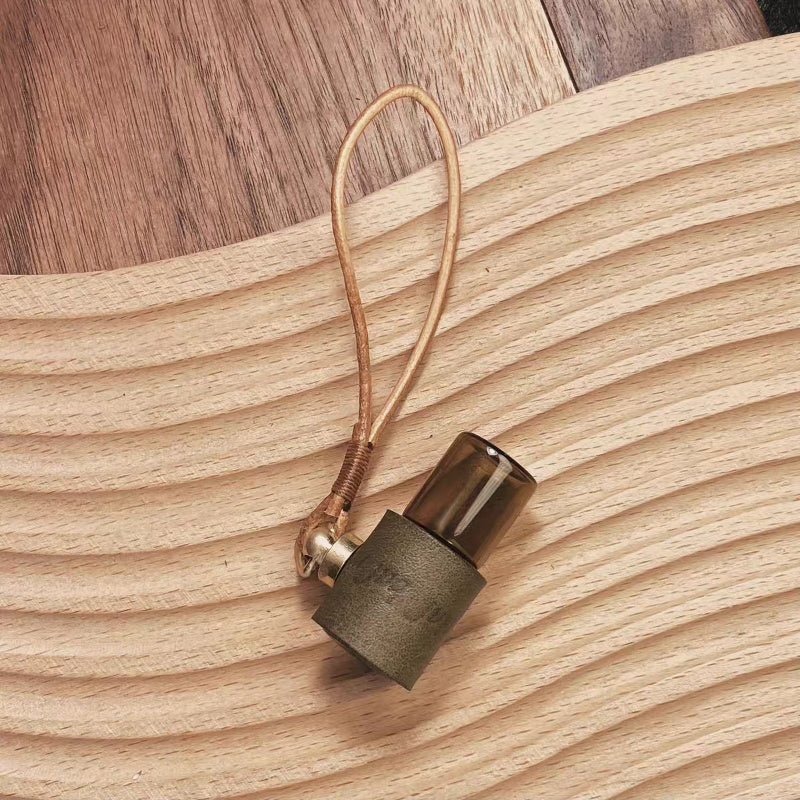 Minimalist Refillable Perfume Bottle Charm – Handcrafted Leather Aroma Pendant | Essential Oil Roller Keychain | Mosquito Repellent Bag Accessory - Tomlynam