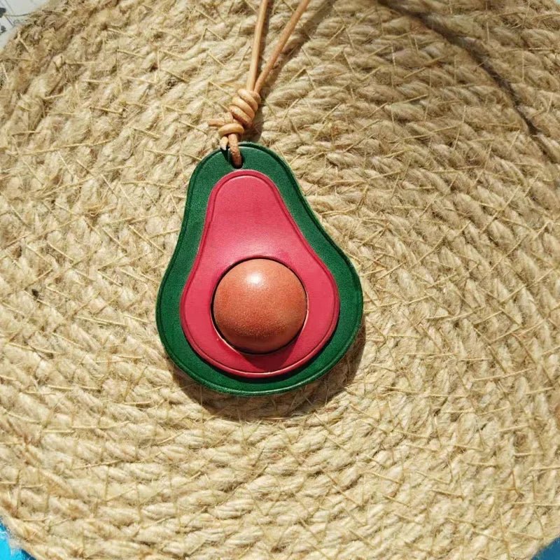 Colorful Avocado Leather Bag Charm – Handcrafted Vegetable - Tanned Keychain | Playful Fruit Pendant for Handbags | Creative Vegan - Inspired Accessory - Tomlynam