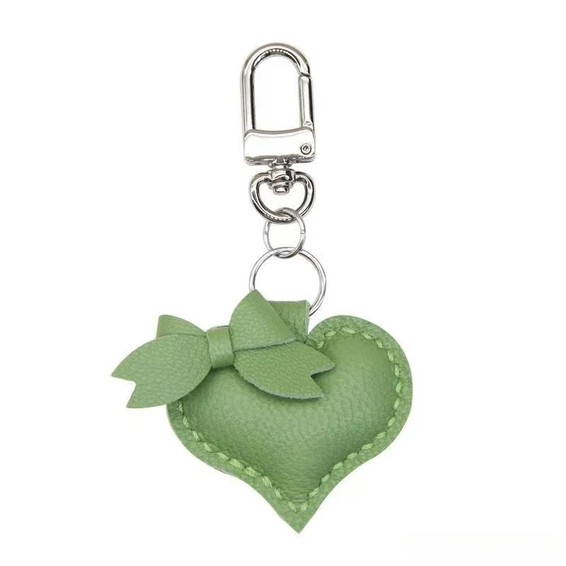 Heart-Shaped Bow Tie Leather Bag Charm | Minimalist Design | Handcrafted | Versatile and Elegant Gift Hook Style