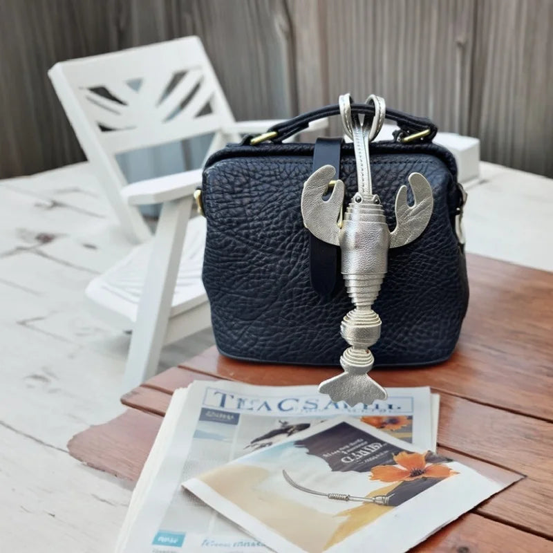 Lobster Leather Bag Charm – Handmade Sheepskin Pendant in Three Colors | Nautical-Inspired Keychain for Bags & Cars | Playful Ocean Accessory