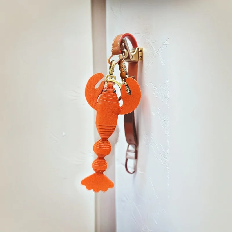 Lobster Leather Bag Charm – Handmade Sheepskin Pendant in Three Colors | Nautical-Inspired Keychain for Bags & Cars | Playful Ocean Accessory