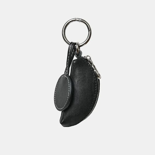 Mini Vegetable-Tanned Leather Key Pouch – Handcrafted Zip Coin & Lipstick Holder | Compact Full-Grain Leather Bag Charm | Minimalist Everyday Gift for Her