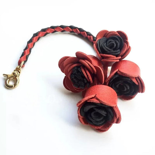 Handwoven DIY Genuine Leather Tassel Floral Bag Charm – Versatile Gift Accessory