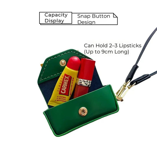 Handmade Leather Bow Lipstick Charm – Mini Bag Pendant with Keychain | Portable Cowhide Organizer for Lipstick, Coins & Accessories