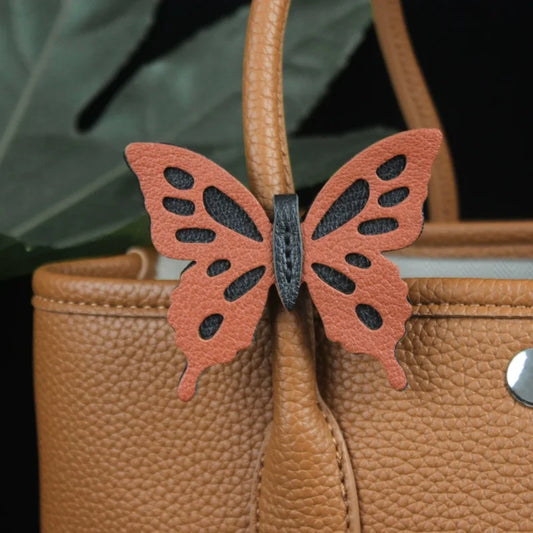 Dancing Butterfly Leather Bag Charm – Handmade Graceful Insect Pendant | Elegant Cowhide Accessory | Whimsical Gift for Women