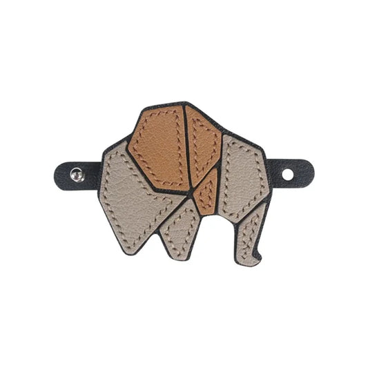 Handcrafted Leather Patchwork Elephant Bag Charm – French Goatskin Luxury Accent