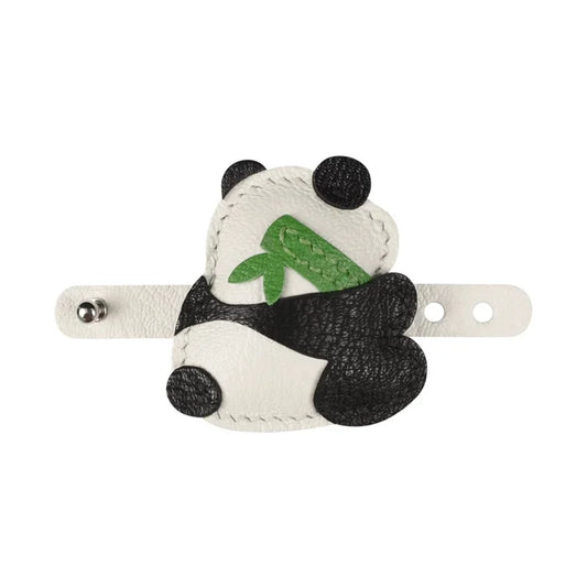 Bamboo Hugging Panda Leather Bag Charm – Handmade Full-Grain Pendant | Symbol of Good Fortune & Peace | Artistic Panda Gift Accessory