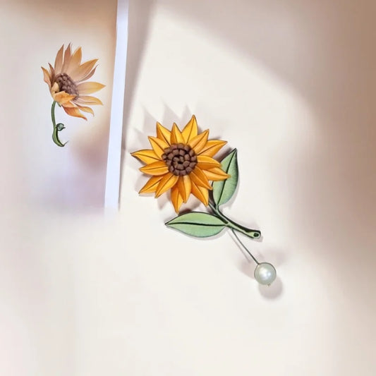 Traditional Chanhua Sunflower Brooch – Handmade Silk-Wrapped Floral Lapel Pin | Elegant Fashion Accessory & Gift for Women