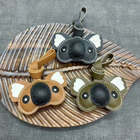 Koala Leather Bag Charm – Handcrafted Sheepskin Pendant for Backpacks, Totes, or Gift Decoration | 3D Animal Design | Whimsical & Premium Accessory in Earth Tones