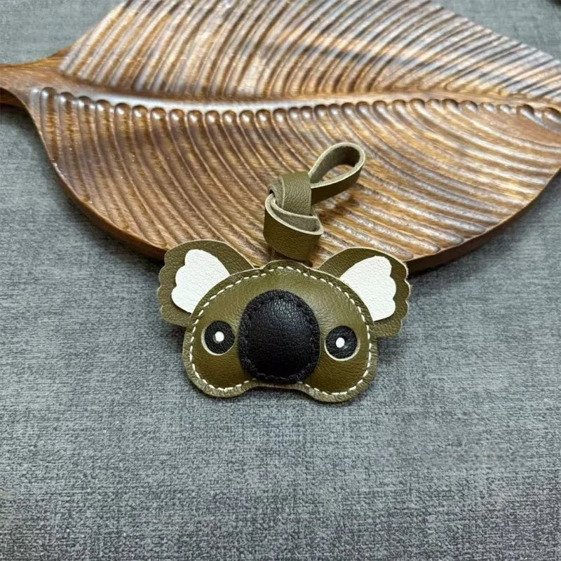 Koala Leather Bag Charm – Handcrafted Sheepskin Pendant for Backpacks, Totes, or Gift Decoration | 3D Animal Design | Whimsical & Premium Accessory in Earth Tones