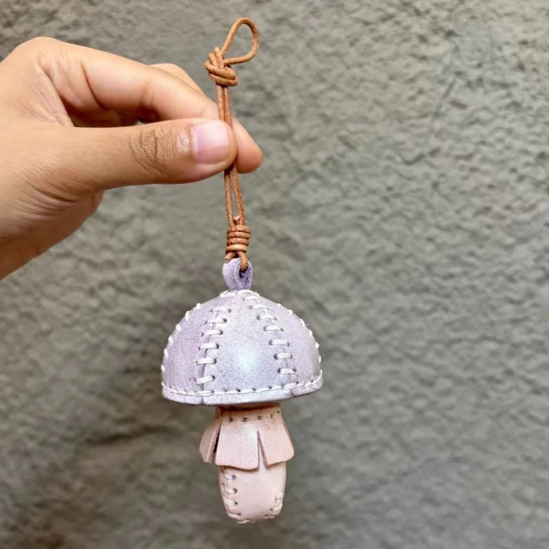 Handcrafted Leather Mushroom Bag Charm – 3D Full-Grain Cowhide Pendant | Whimsical Botanical Accessory | Artisan Gift for Nature Lovers
