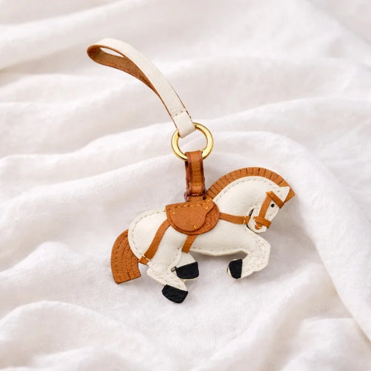 Handmade Leather Horse Bag Charm – Zodiac Horse Purse Pendant | Genuine Leather Equestrian Handbag Accessory | Lucky Horse Keychain Gift for Her