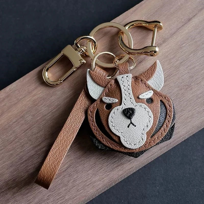 Designer Zodiac Tiger Leather Bag Charm – Handmade Animal Keychain Pendant | Premium Leather Craft Accessory | Unique Year of the Tiger Gift