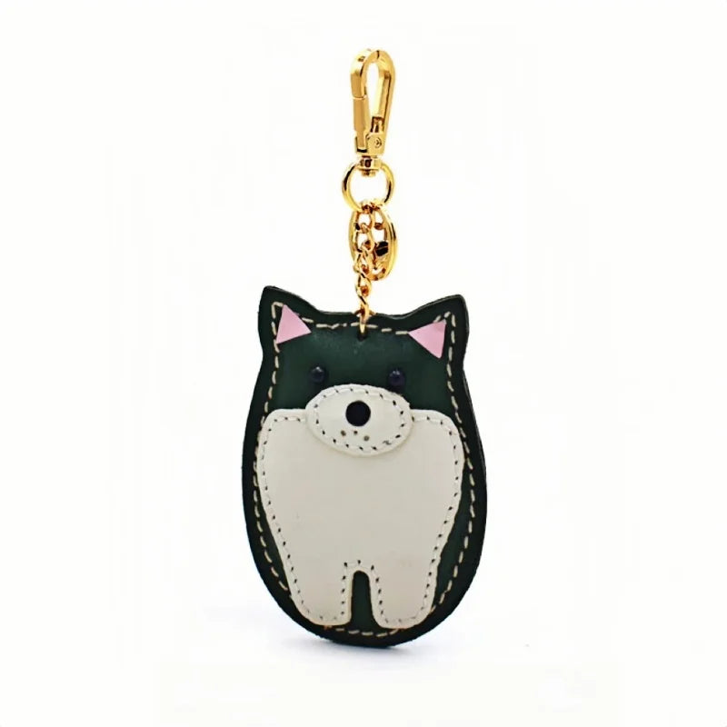 Shiba Inu Leather Dog Bag Charm – Handmade Full-Grain Cowhide Keychain | Cute Pet-Inspired Pendant for Handbags & Journals | Playful Gift for Dog Lovers