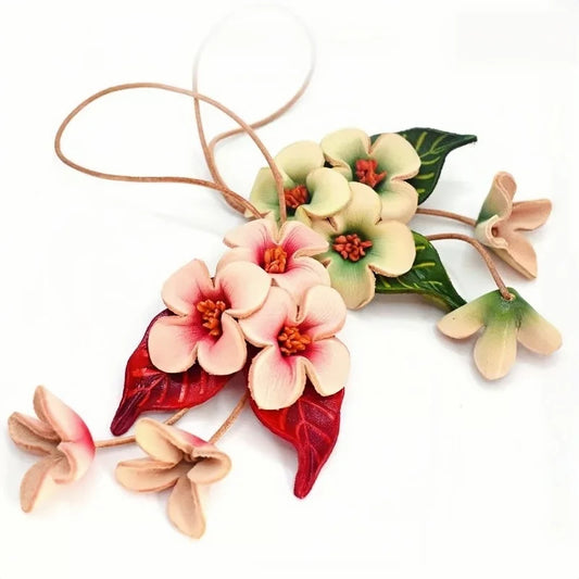 Bloom of Love Leather Bag Charm – Handmade Full-Grain Leather Flower Pendant | Elegant Botanical Keychain | Romantic Gift for Women