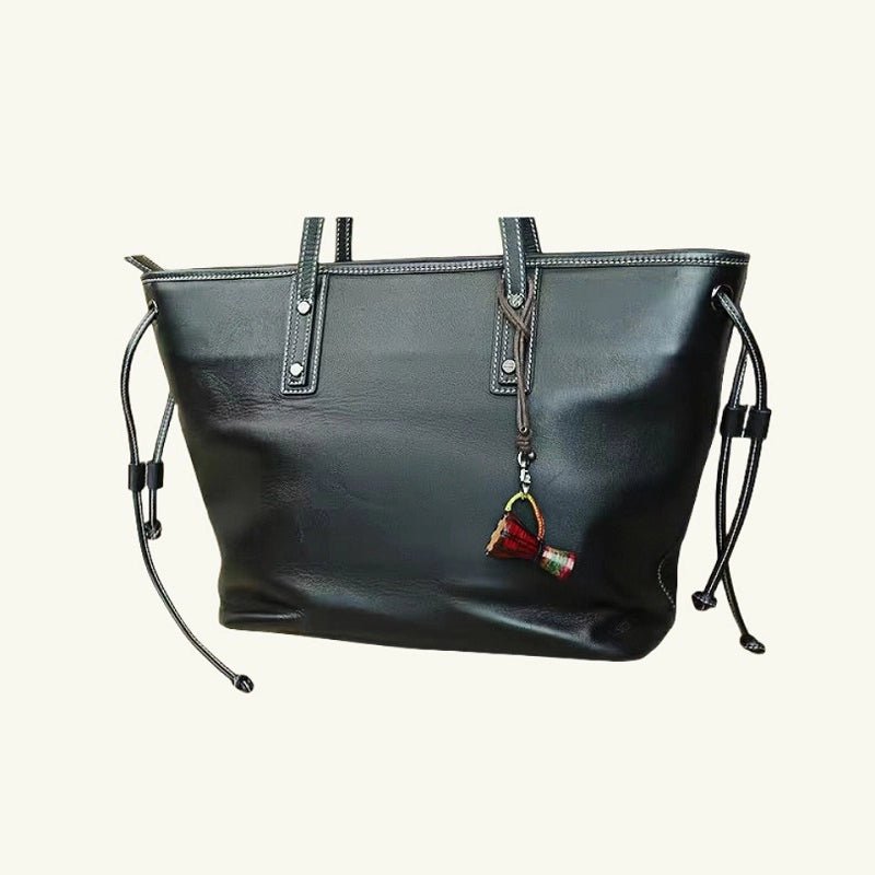 African Drum Bag Charm – Handcrafted Leather Accessory, Full - Grain Cowhide, Unique Cultural Gift for Backpack or Keyring - Tomlynam