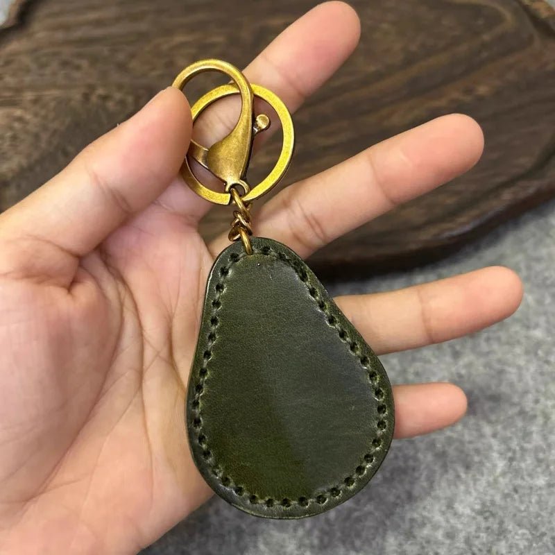 Avocado - Inspired Leather Bag Charm – Handcrafted Full - Grain Leather Keychain | Cute Fruit Pendant for Bags & Cars | Thickened Textured Accessory - Tomlynam