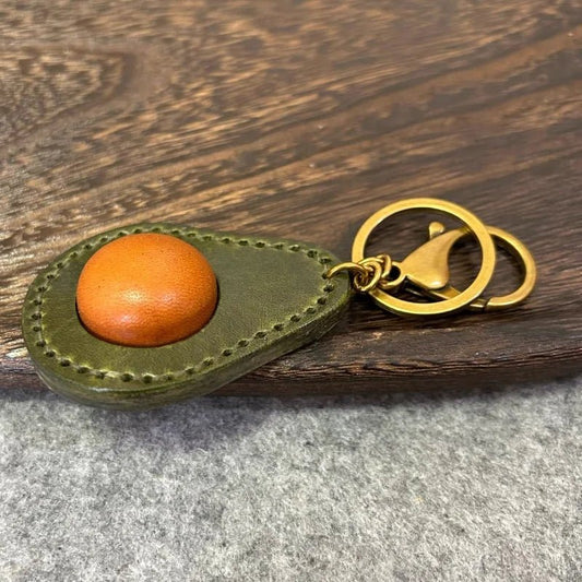 Avocado - Inspired Leather Bag Charm – Handcrafted Full - Grain Leather Keychain | Cute Fruit Pendant for Bags & Cars | Thickened Textured Accessory - Tomlynam