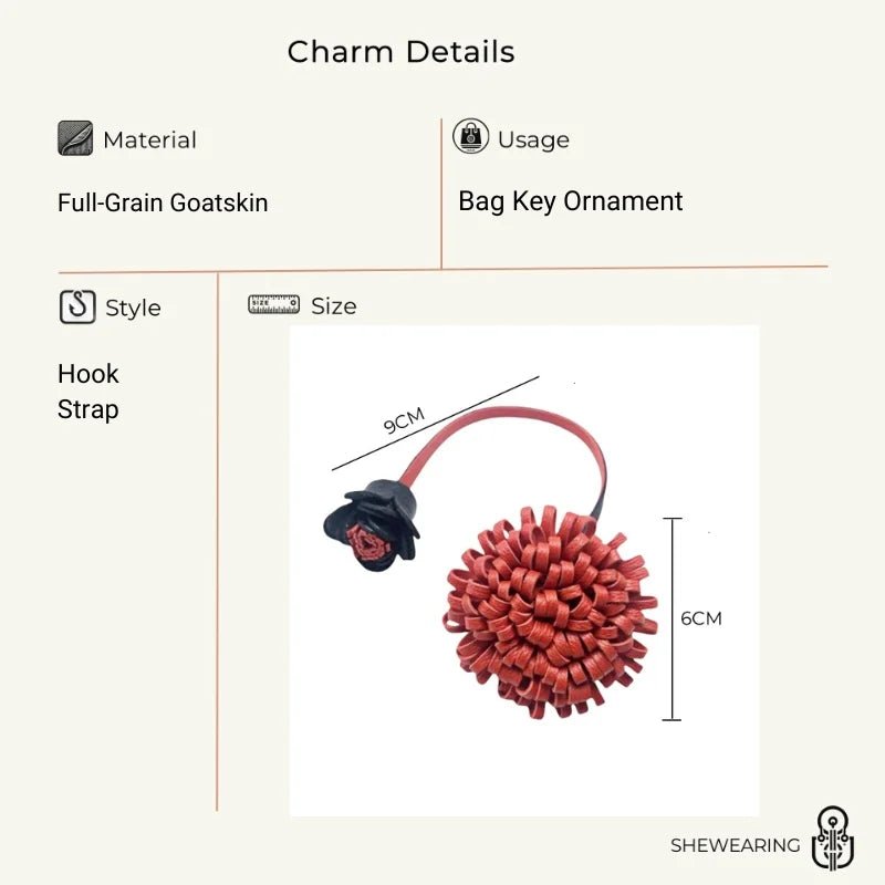 Blooming Leather Flower Bag Charm – Handmade Lambskin Keychain Ornament | Soft Petal Design | Unique Gift for Her - Tomlynam