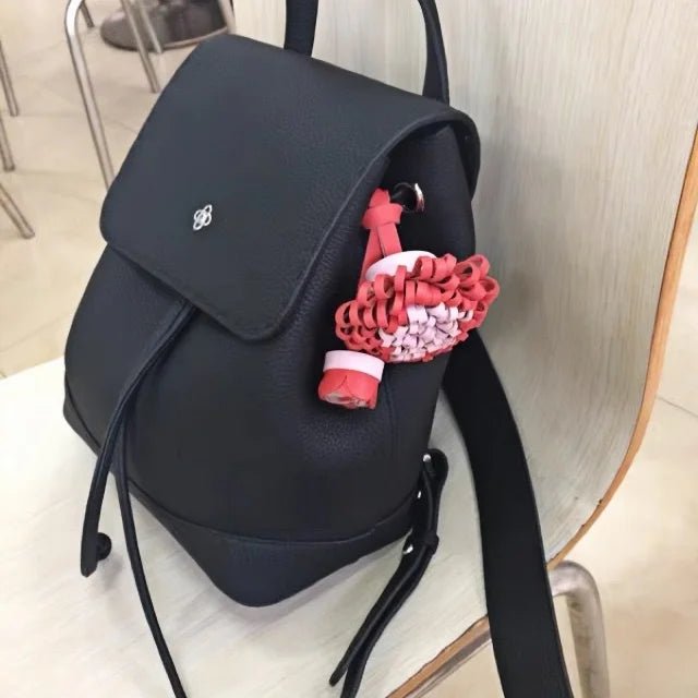 Blooming Leather Flower Bag Charm – Handmade Lambskin Keychain Ornament | Soft Petal Design | Unique Gift for Her - Tomlynam