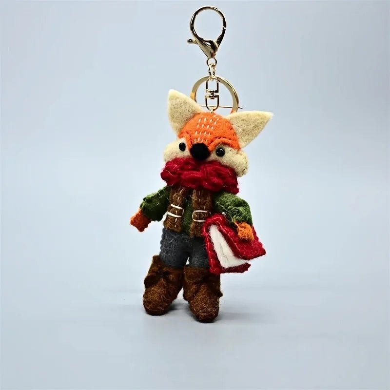 Bookish Fox Wool Charm – Handmade Felt Keychain | Cozy Green Sweater & Book - Loving Design | Slow Living Bag Pendant - Tomlynam