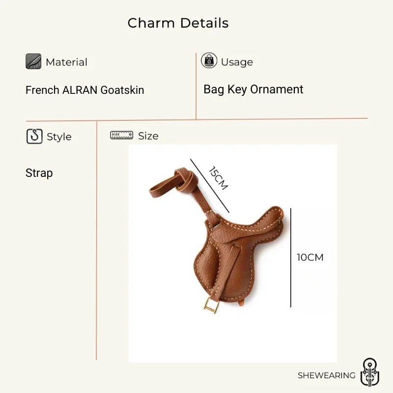 British Saddle - Inspired Leather Bag Charm – Handmade Full - Grain Leather Pendant | Elegant Equestrian Miniature | Luxury Gift for Handbag Lovers - Tomlynam