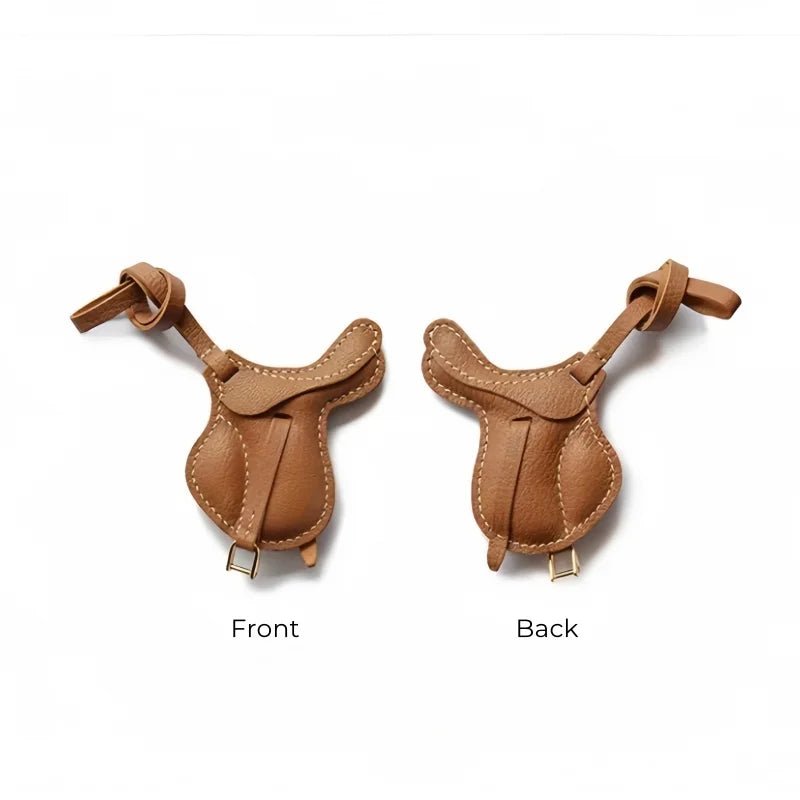 British Saddle - Inspired Leather Bag Charm – Handmade Full - Grain Leather Pendant | Elegant Equestrian Miniature | Luxury Gift for Handbag Lovers - Tomlynam