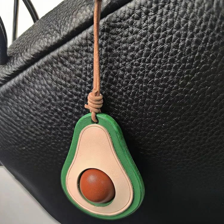 Colorful Avocado Leather Bag Charm – Handcrafted Vegetable - Tanned Keychain | Playful Fruit Pendant for Handbags | Creative Vegan - Inspired Accessory - Tomlynam