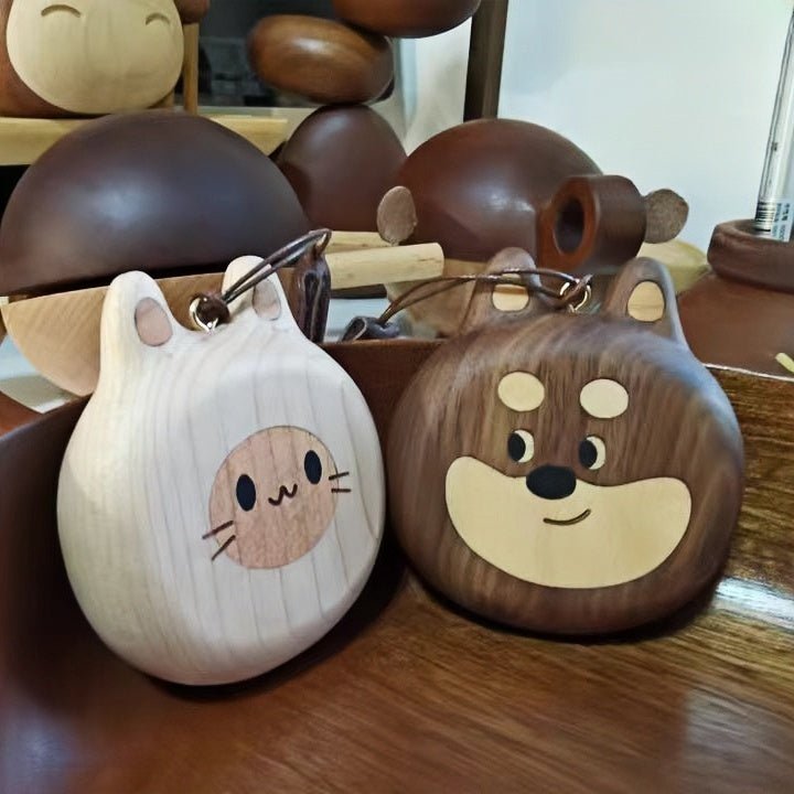 Cat and Dog Couple Charm | Handcrafted Wooden Bag Charm | Artisanal Gift for Friends and Couples | Unique Animal Design - Tomlynam
