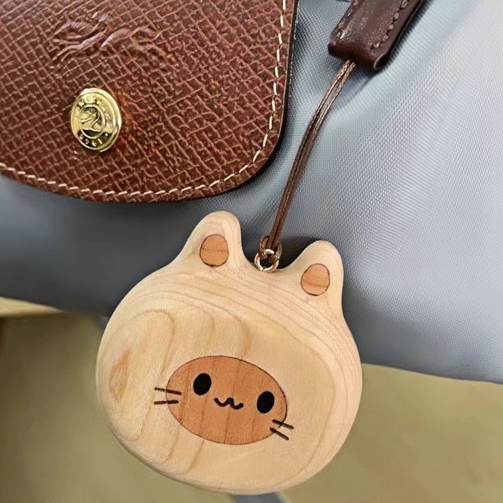 Cat and Dog Couple Charm | Handcrafted Wooden Bag Charm | Artisanal Gift for Friends and Couples | Unique Animal Design - Tomlynam