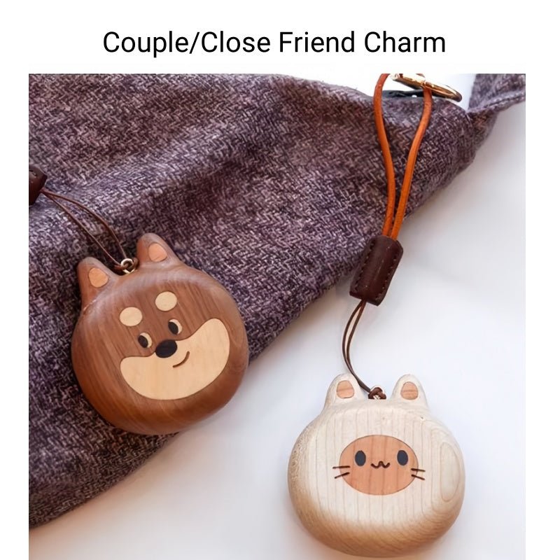 Cat and Dog Couple Charm | Handcrafted Wooden Bag Charm | Artisanal Gift for Friends and Couples | Unique Animal Design - Tomlynam