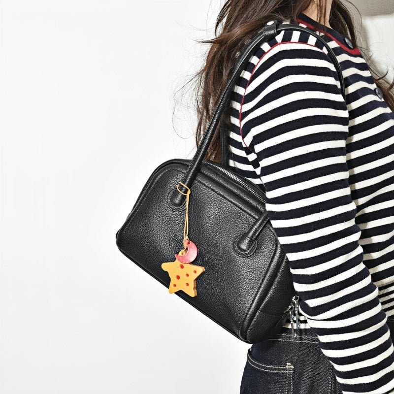 Cheese Star Leather Bag Charm - Handcrafted Vegetable - Tanned Unique Star Design, Small Niche Gift for Bags and Accessories - Tomlynam