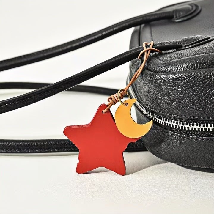 Cheese Star Leather Bag Charm - Handcrafted Vegetable - Tanned Unique Star Design, Small Niche Gift for Bags and Accessories - Tomlynam