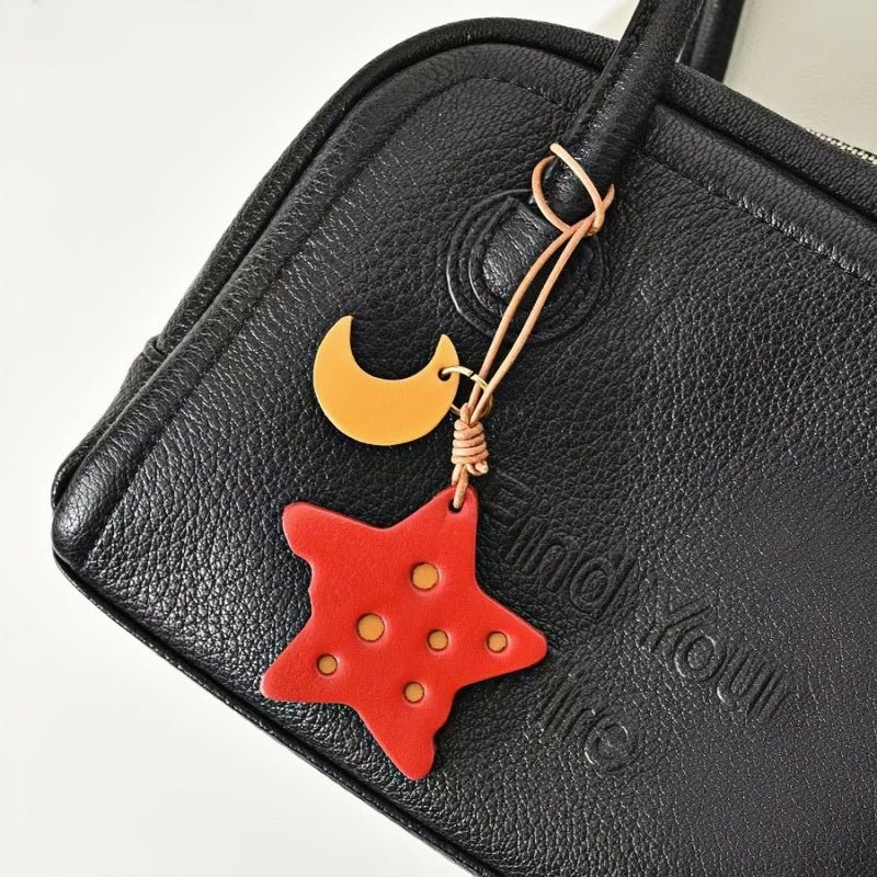 Cheese Star Leather Bag Charm - Handcrafted Vegetable - Tanned Unique Star Design, Small Niche Gift for Bags and Accessories - Tomlynam