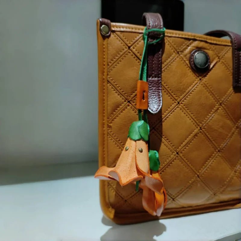 Blooming Leather Flower Bag Charm – Nordic Style Handmade Full - Grain Leather Floral Pendant | 3D Flower Keychain | Handcrafted Luxury Car & Bag Accessory - Tomlynam