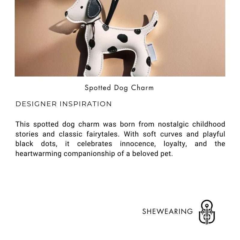 Dalmatian - Inspired Leather Dog Bag Charm – Cute Cartoon Animal Pendant | Handcrafted Faux Leather Accessory | Whimsical Gift for Women - Tomlynam