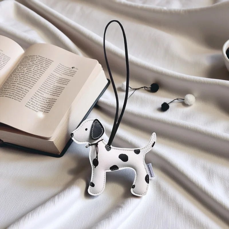 Dalmatian - Inspired Leather Dog Bag Charm – Cute Cartoon Animal Pendant | Handcrafted Faux Leather Accessory | Whimsical Gift for Women - Tomlynam