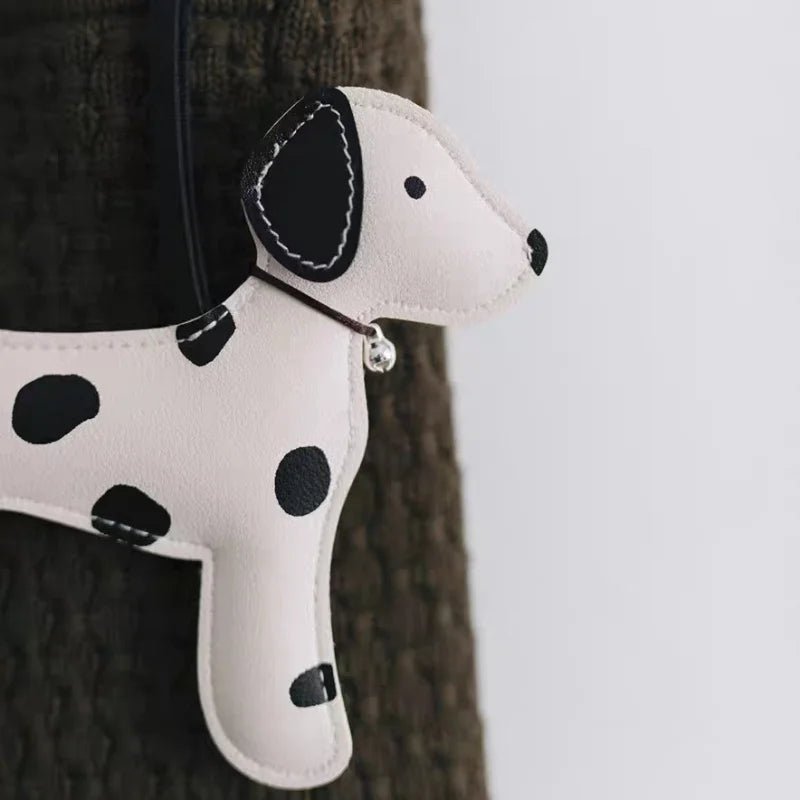 Dalmatian - Inspired Leather Dog Bag Charm – Cute Cartoon Animal Pendant | Handcrafted Faux Leather Accessory | Whimsical Gift for Women - Tomlynam