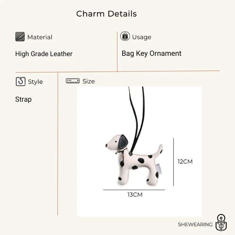 Dalmatian - Inspired Leather Dog Bag Charm – Cute Cartoon Animal Pendant | Handcrafted Faux Leather Accessory | Whimsical Gift for Women - Tomlynam