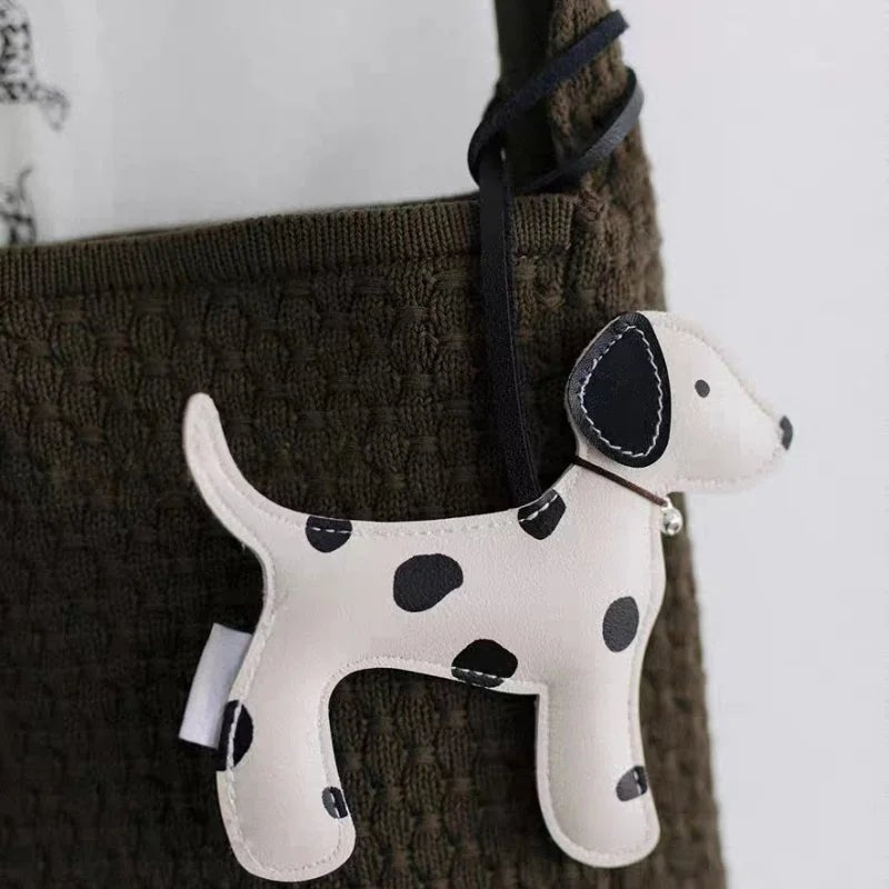 Dalmatian - Inspired Leather Dog Bag Charm – Cute Cartoon Animal Pendant | Handcrafted Faux Leather Accessory | Whimsical Gift for Women - Tomlynam