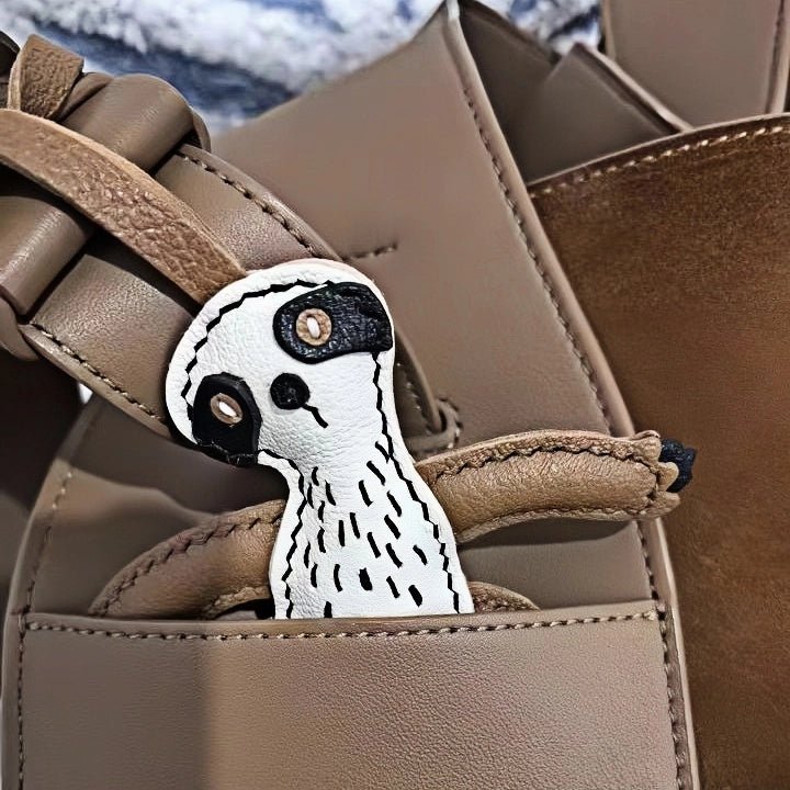 Designer Original Folivora Sloth Handmade Leather Bag Charm, Unique Keychain for Car or Bag, Small - Batch Artistic Accessory - Tomlynam