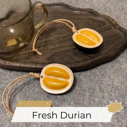 Durian - Inspired Leather Bag Charm – Handmade Full - Grain Leather Fruit Accessory | Unique Tropical Pendant for Handbags | Exotic Gift for Her - Tomlynam