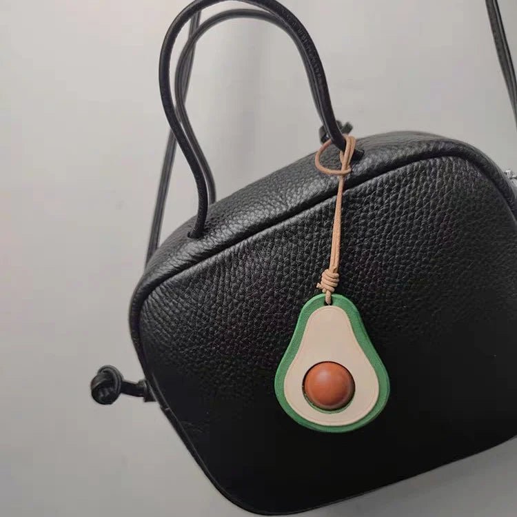 Colorful Avocado Leather Bag Charm – Handcrafted Vegetable - Tanned Keychain | Playful Fruit Pendant for Handbags | Creative Vegan - Inspired Accessory - Tomlynam